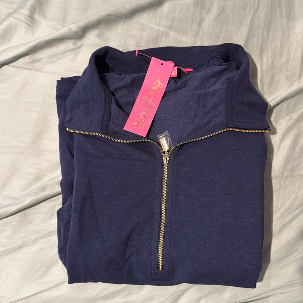 NWT Lilly Pulitzer Sz L Navy Quarter Zip